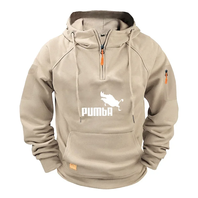 

Men's Long-sleeved Fashionable Sportswear, Autumn and Winter Zippered Hooded Pocket Sweatshirts, Large-sized Men's Sweatshirts