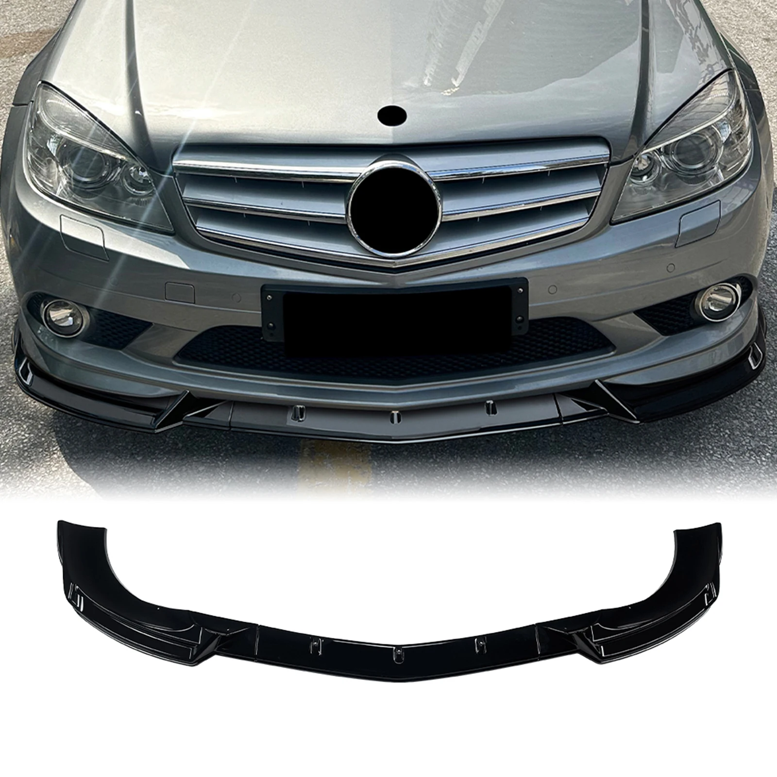 

Накладка-сплиттер на передний бампер (нижний спойлер) для Mercedes-Benz C-класса W204 AMG Line C180 C200 C250 C300 C350 2007-10