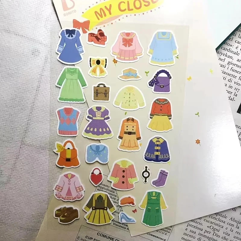 Korea National Costume Die Cut Sticker Cute Skirt Clothes Scrapbooking Material Diary Cards Home Decoration Junk Journal Craft