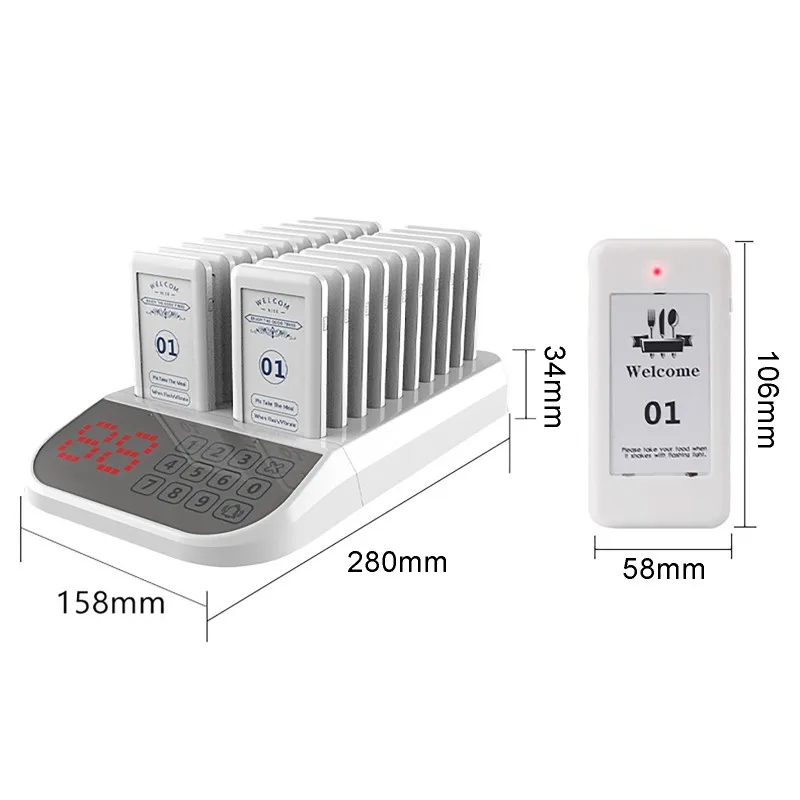 Wireless Restaurant Pager System Touch Panel Wireless Calling System for Coffee Shop Restaurant Guest Queue Pager System