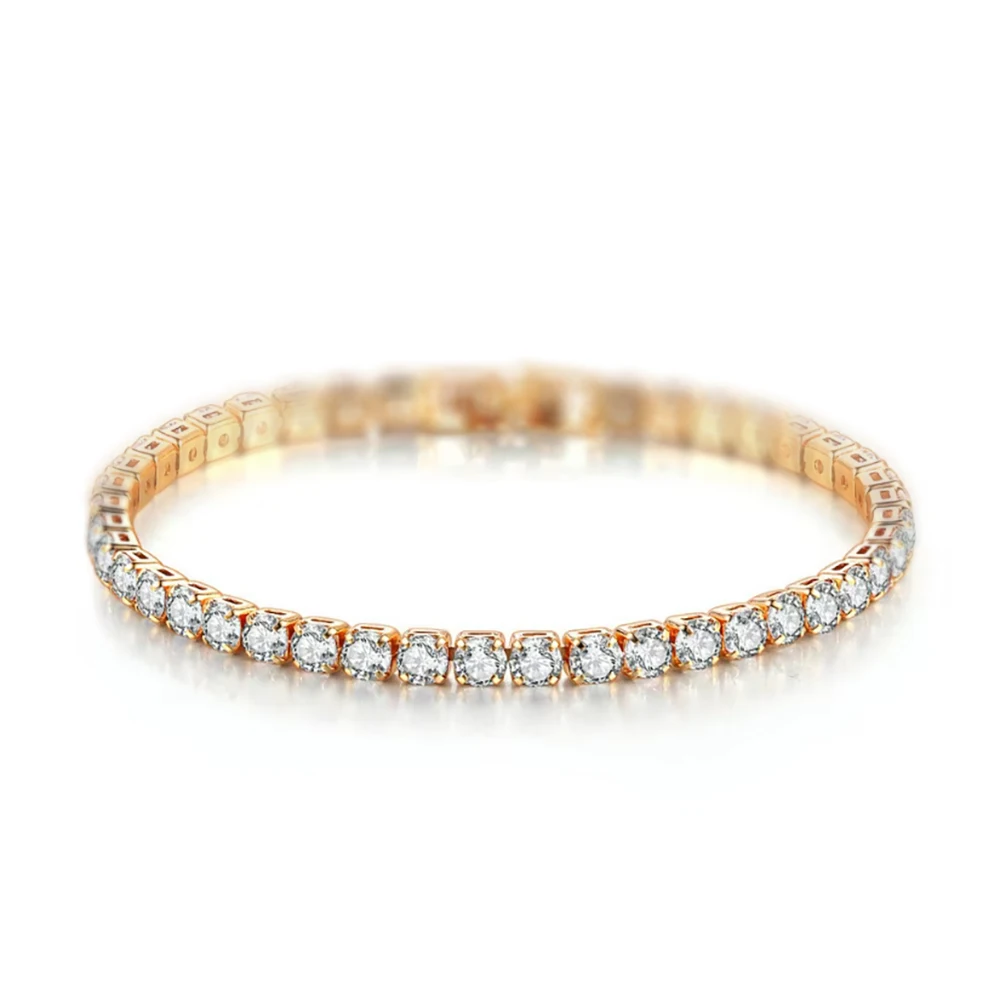 Luxury Elegance Shining 4mm Gold Color on Hand Princess Bracelet Bangle for Women Anniversary Gift Jewelry Wholesale S5787