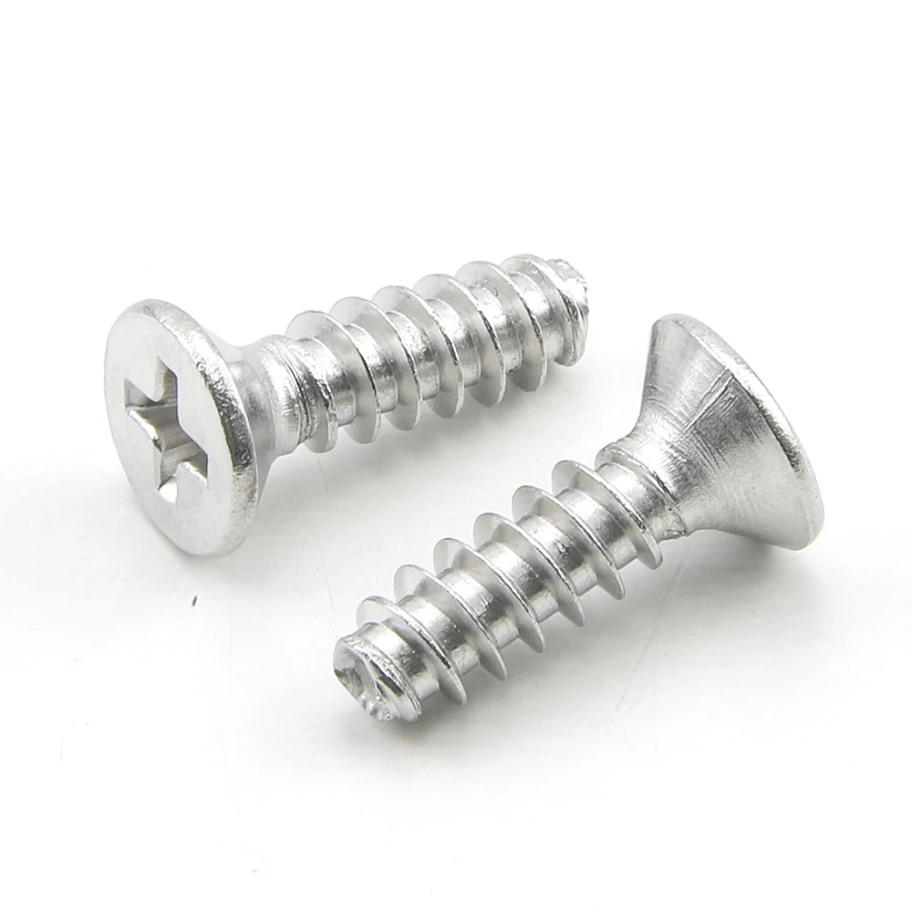 Cross Recessed Flat Tail Countersunk Self-tapping Screw 304 Stainless Steel  M1 M2 M2.6 M3 M4 M5 M6 CSK Phillips Tapping Screws