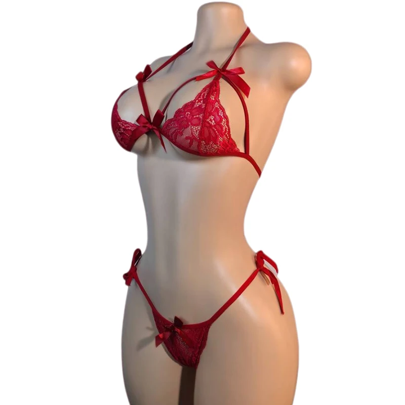 Conjunto sexy para mujer, ropa interior femenina, conjunto de sujetador y bragas de encaje exótico, conjunto de lencería con estampado bordado, bralette fino push-up