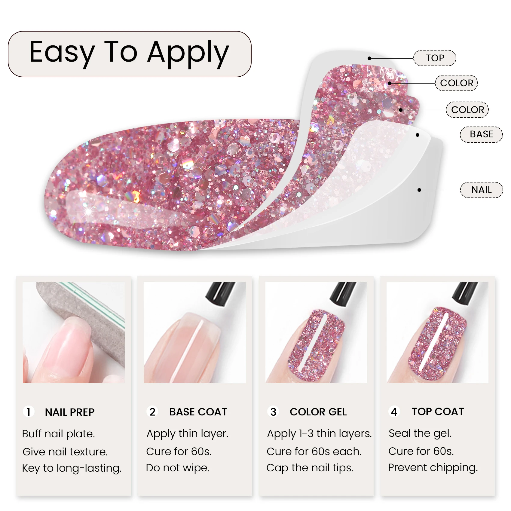 MAYCHAO Glitter Gel Nail Polish 7.3ml Semi-permanent Sequins Shiny Gel Base Top Coat Soak Off UV LED Varnish Nail Art Decoration