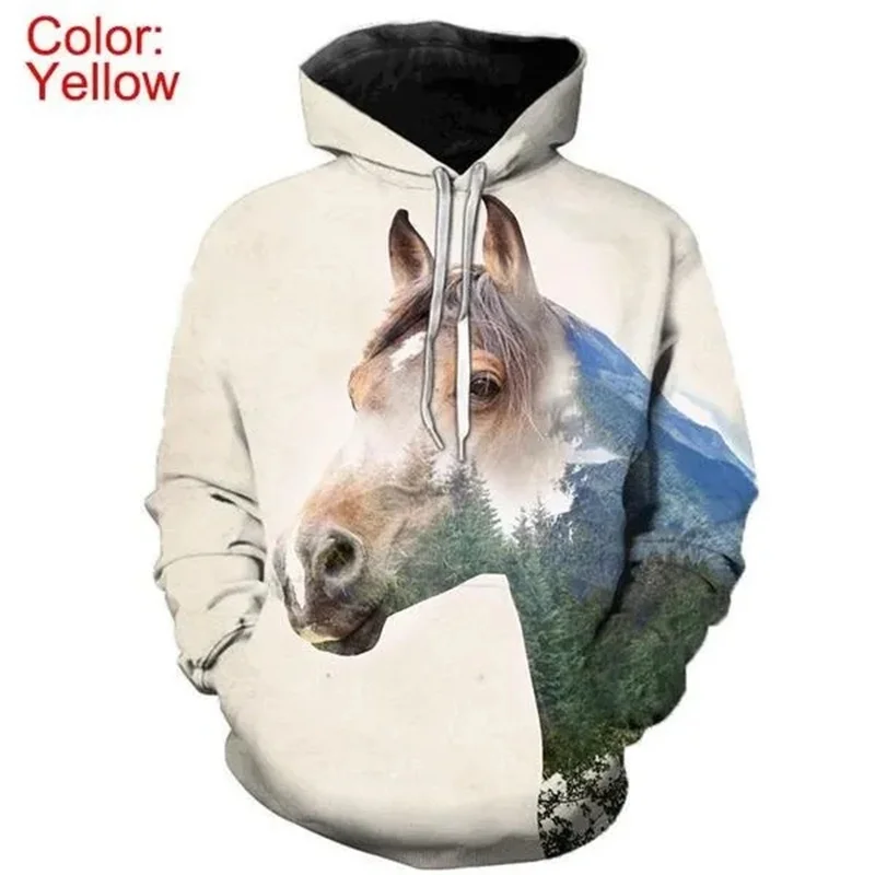 Horse Steed Animal Hoodie Men Clothing 3D Thoroughbreds Printed New in Hoodies Women Harajuku Fashion y2k Pullovers Hooded Hoody