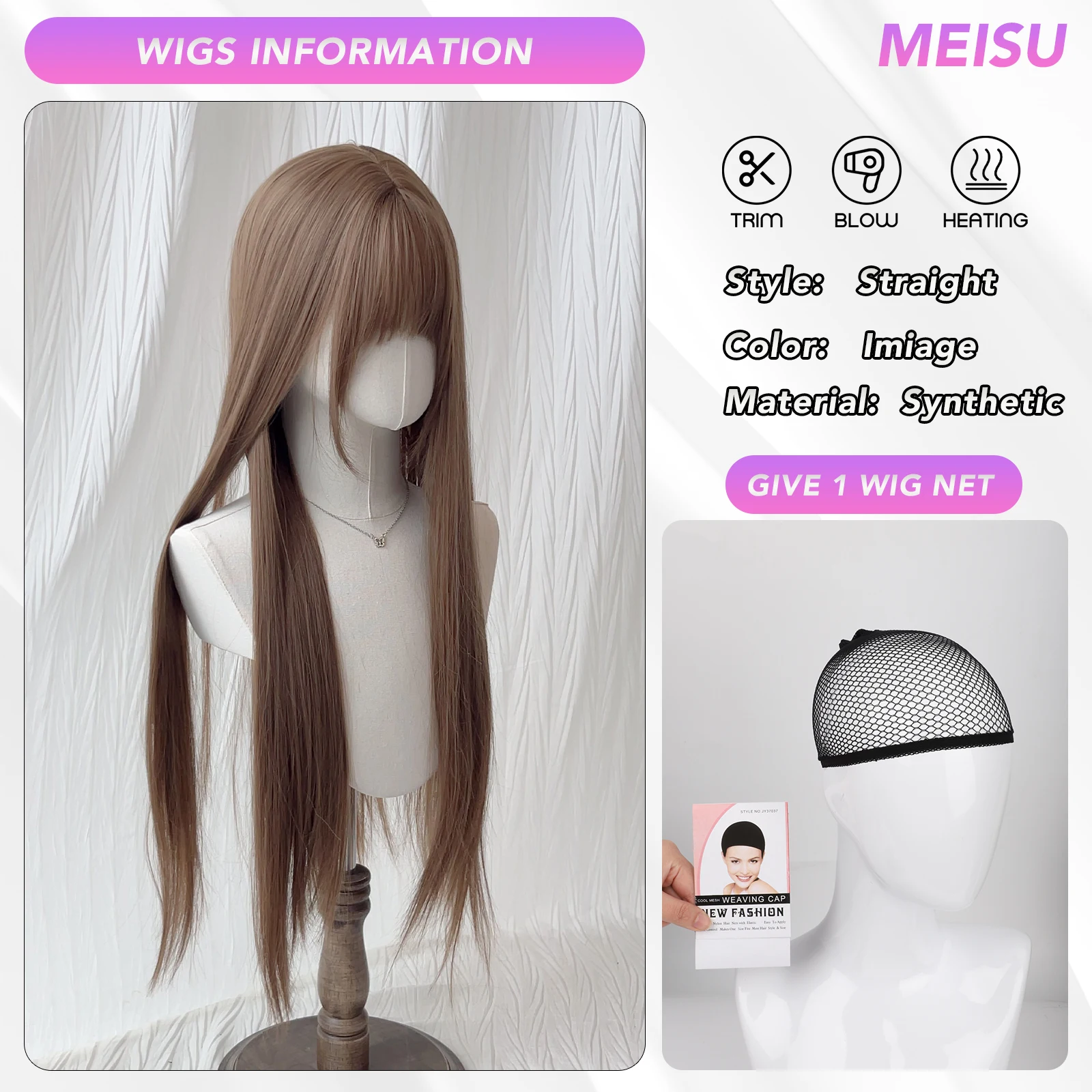 MEISU 32 بوصة مستقيم الانفجارات شعر مستعار الألياف الاصطناعية الطبقات الشعر مقاومة للحرارة الطبيعية السلس تمديد الشعر Selfie الطرف #2