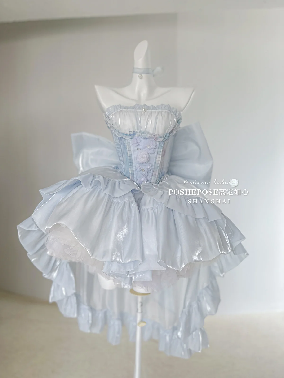 Blue Evening Dresses Princess Prom Dresses Formal Ruffles Ruched Prom Gowns Puff Sleeves Graduation Dresses JSK Lolita Dress