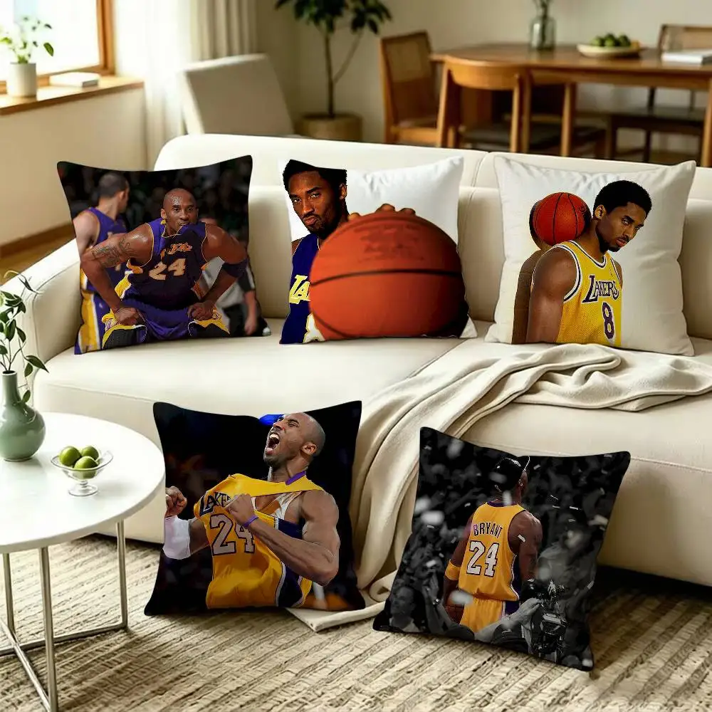 K-Kobe Bean B-Bryant Square Double-Sided Printed Pillow Case Sofa Cushion Cover Bedroom Bedside Decor