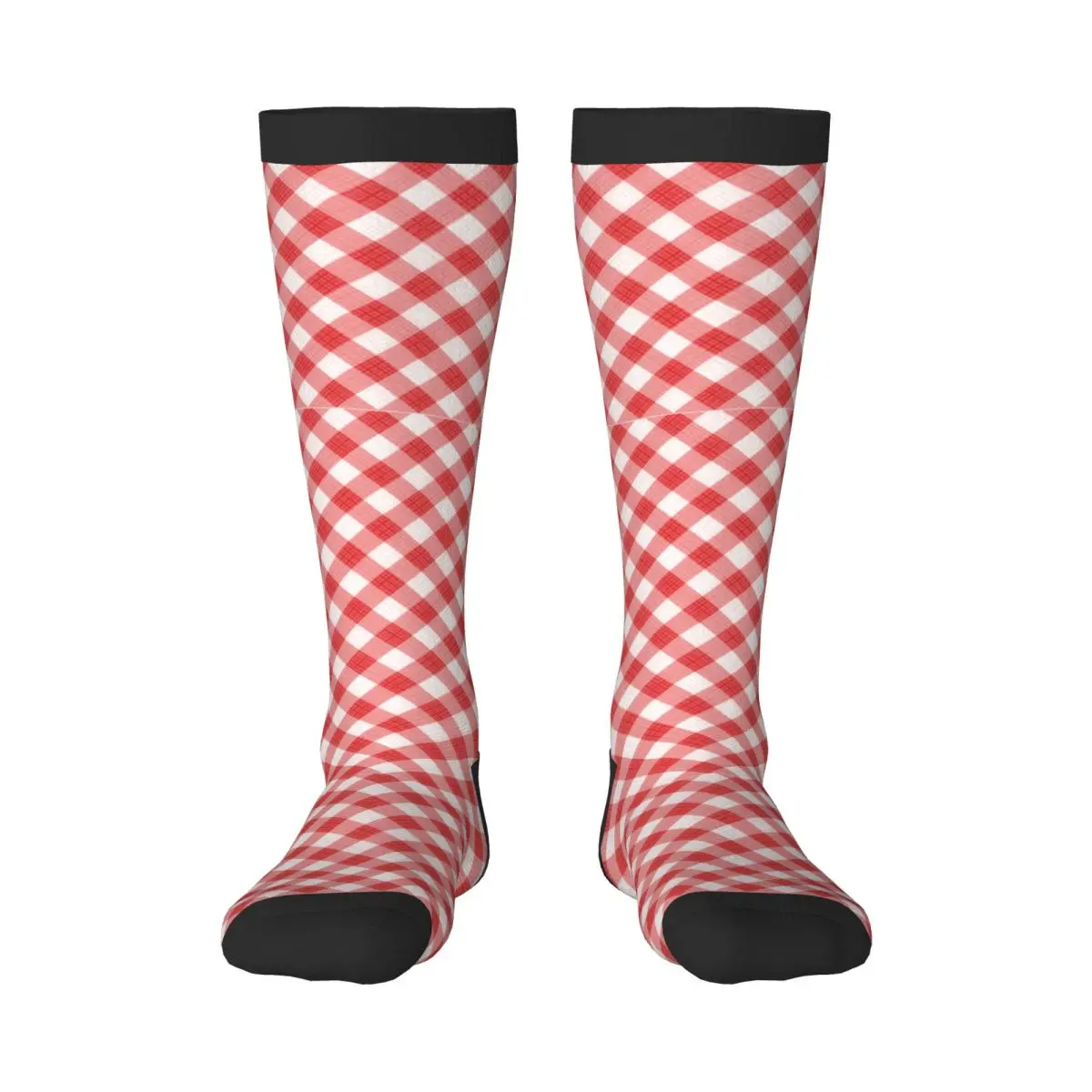 

Casual Stockings Red Gingham Square Plaid Pattern Knee Thigh High Long Socks