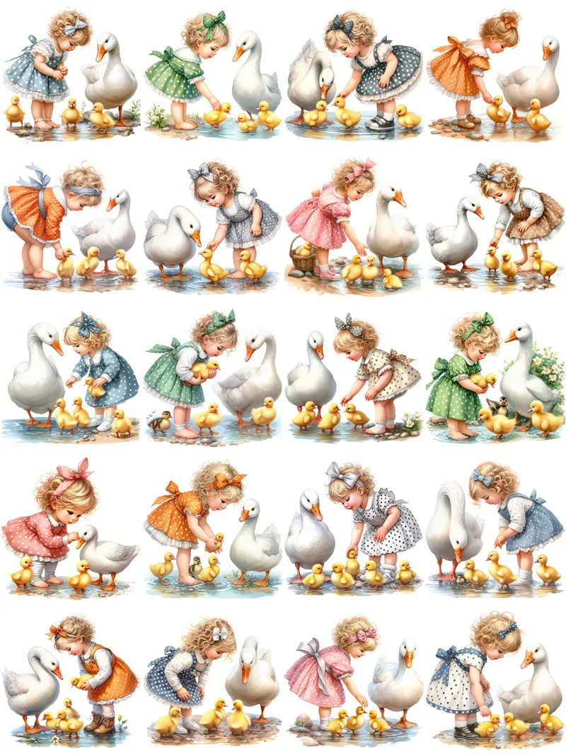 Children and Ducks Stickers Crafts And Scrapbooking stickers kids toys book Decorative sticker DIY Stationery