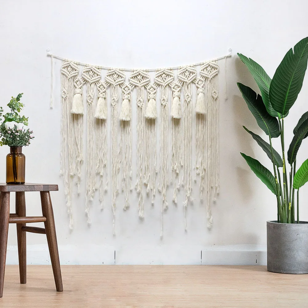 

Bohemian Door Curtain Macrame Hanging Tapestry Boho Nordic Style Hand Woven Tassel Livingroom Bedroom Room House Decoration