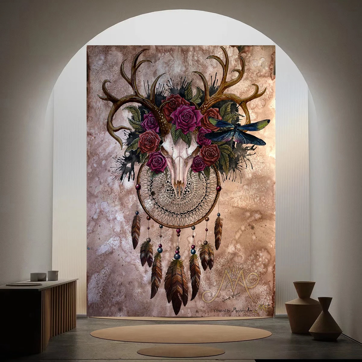 

HKFZ Vinyl Dream Catcher Backdrop Wash Painting Photography Banner Exhibition Photo Shoot Spot Living Room Decoration Background