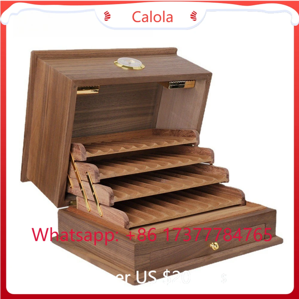 Hot Sale Cross-Border Muxiang Cigar Humidor Cabinet, Large Capacity with Hygrometer & Moisturizer