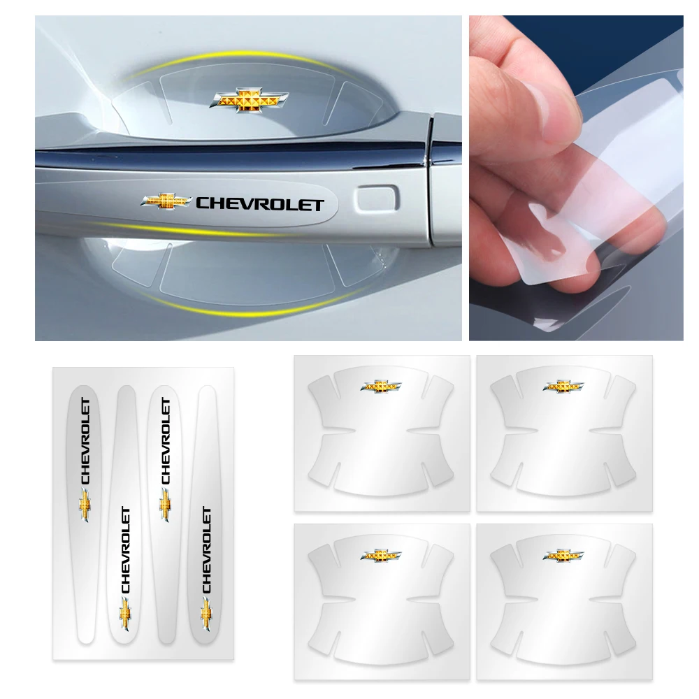 4/8Pcs Transparent Car Door Handle Bowl Anti-scratch Stickers Protection Films Strip For Chevrolet Cruze Captiva Trax Aveo Sail