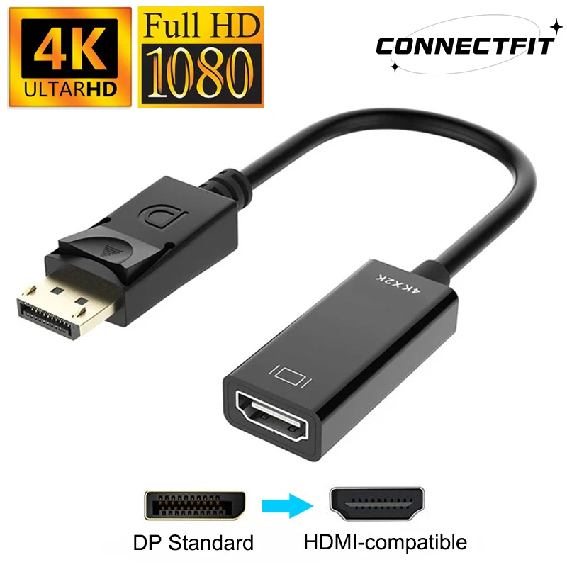 4K DisplayPort to HDMI-compatible Adapter Male DP to Female HD TV Cable Video Audio For HDTV 4K/1080P PC Projector