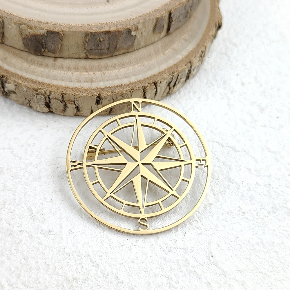 Creative Compass NATO Gold Plated Collar Pin for Men\'s Suit, High Quality Stainless Steel Black Brooch, Gift for Men
