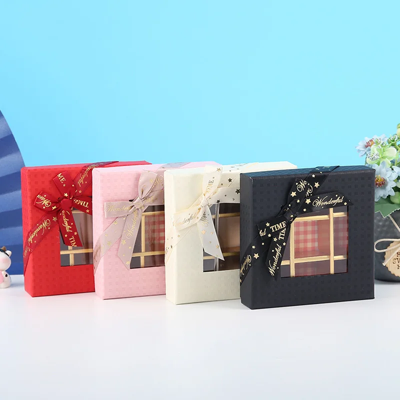 Paper Chocolate Box Gift Packaging Box Chocolate Gift Boxes With Clear Window Handmade Truffle Cookie Candy Case Party Supplies