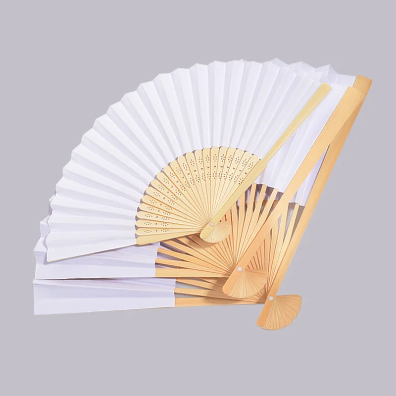 10/20/30pcs White Foldable Paper Fan Portable Chinese Bamboo Fan Wedding Gifts For Guest Birthday Party Decoration Kids Painting