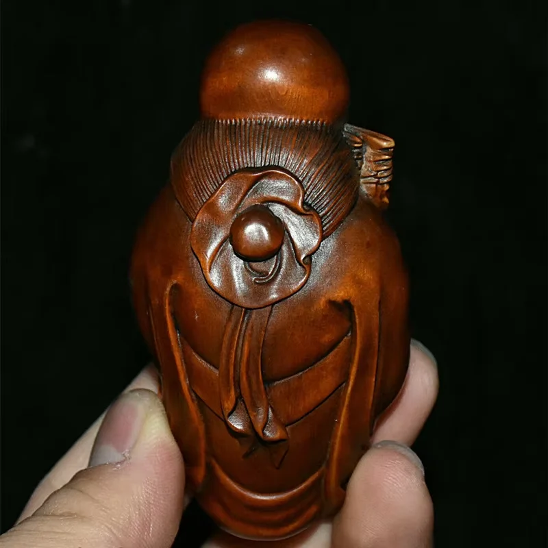 الشعبية الصين خشب البقس الخشب اليد منحوتة التنين القرع الخوخ طول العمر ستار الله تمثال التماثيل والمناحوتات جمع الحلي