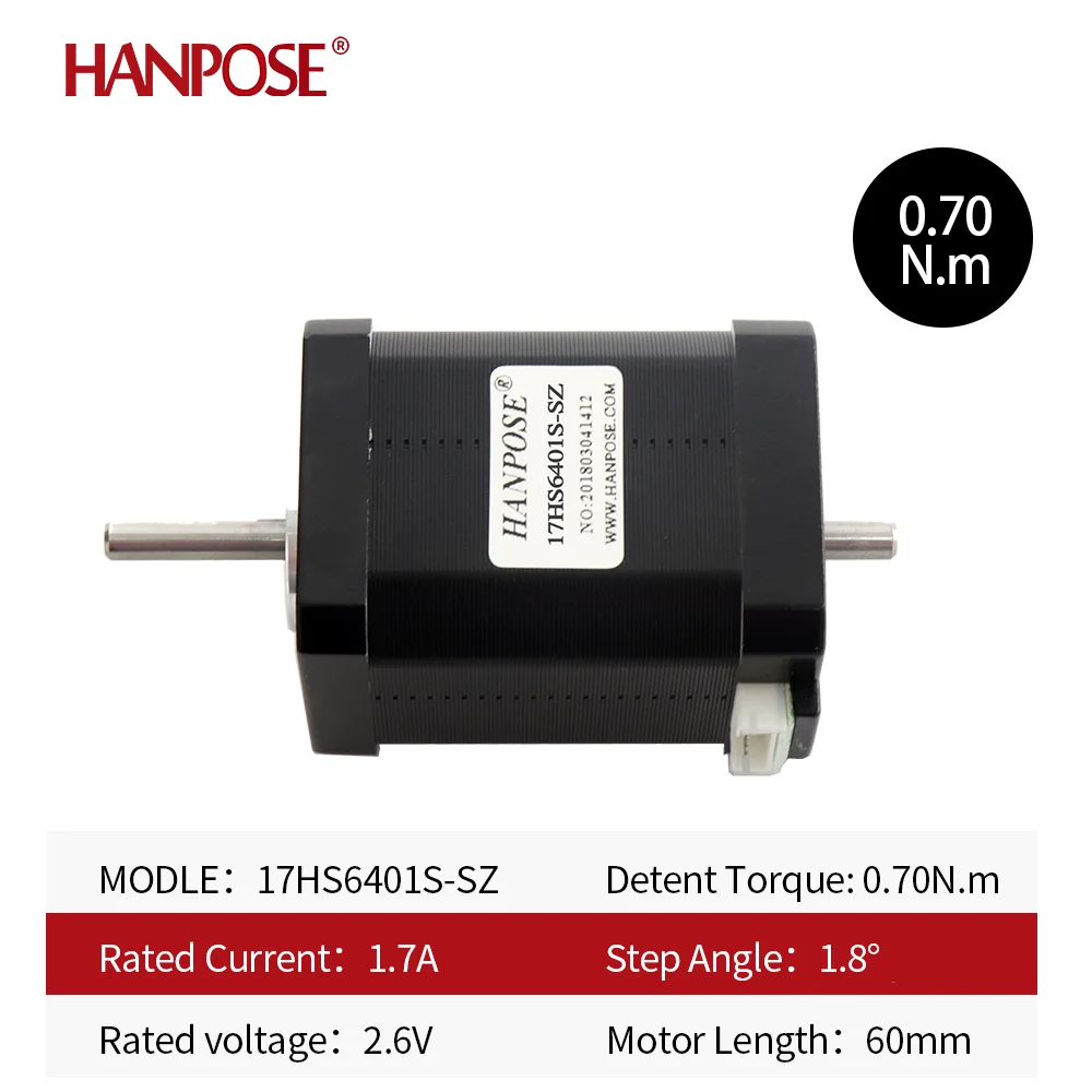 Double shaft 42 motor 4-lead NEMA 17 Stepper motor 1.7A 70N.cm 60MM length 17HS6401S-D motor for 3D printer and cnc