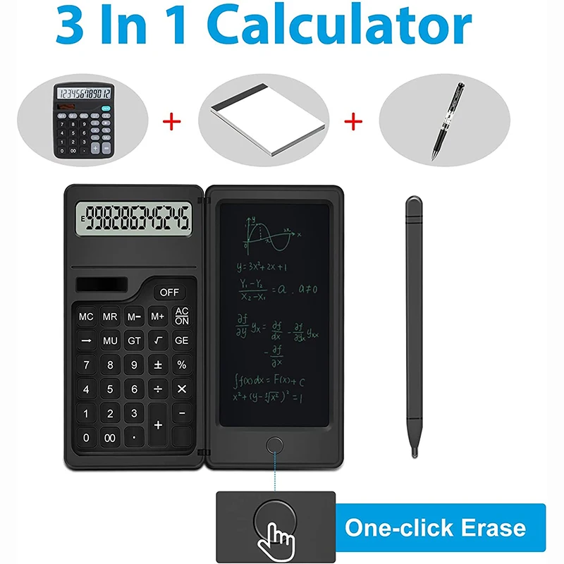 Children Calculator Draft Handwriting Notepad, University School Desktop Calculators Drawing Memo Pads, Dual Energy Power Supply