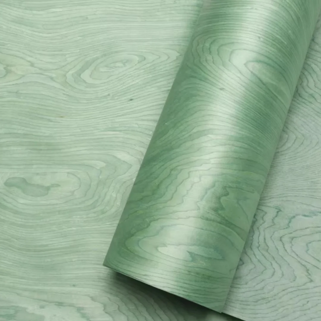 L:2.5m Wide:580mm Thick:0.25mm Sage Green Tech Wood Veneer Sheet Cabinet Door Wooden Door Floor Decoration Furniture Renovation