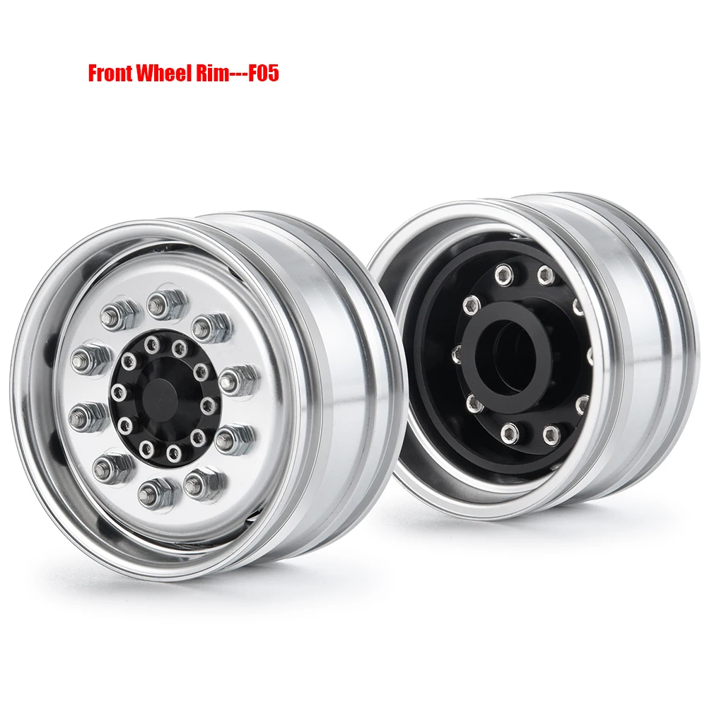 YEAHRUN Alloy Metal Beadlock Front/Rear Wheel Rims Hubs for Tamiya 1:14 RC Tractor Trailer Cargo Truck Car Upgrade Parts