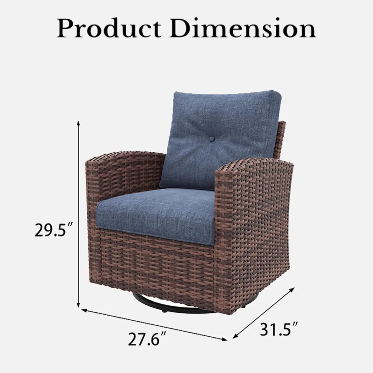 3 Pieces Outdoor Swivel Rocker Chair Set of 2 and Side Table, 360 Degree Rattan Wicker Swivel Chairs Patio Bistro Set for Porch