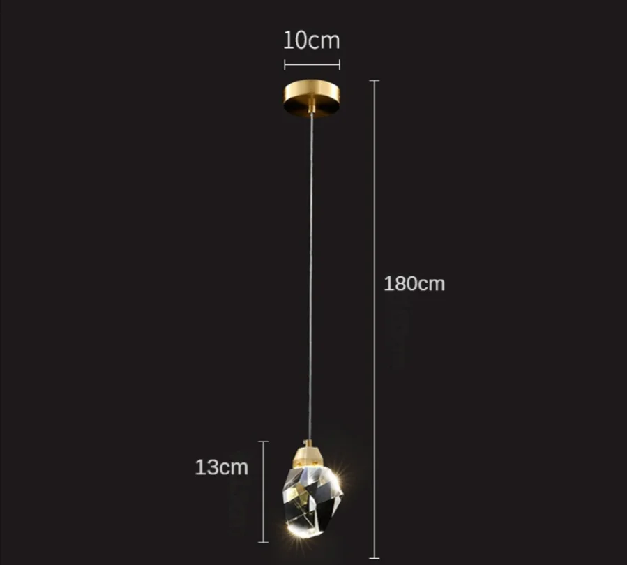 Crystal Led Pendant Light for Bedroom Bedside Bathroom Hanging Ceiling Lamp Indoor Decoration Lighting Lustre Modern Lights Room