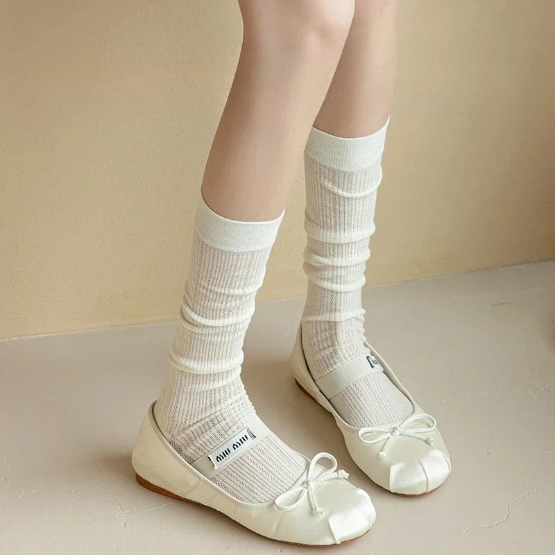 Women Stockings JK Lolita Sweet Girls Long Socks Stocking Japanese Style Solid Color Black White Gray Knee Socks Stockings Women