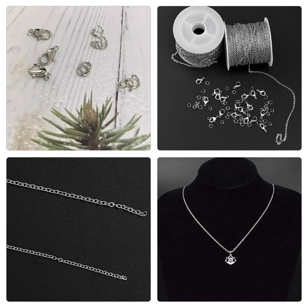 

1 Set For Jewelry Making Jewelry Chain With Lobster Clasps Jump Rings Necklace Extender Diy Craft Kit Metal Chain Roll Bracelet