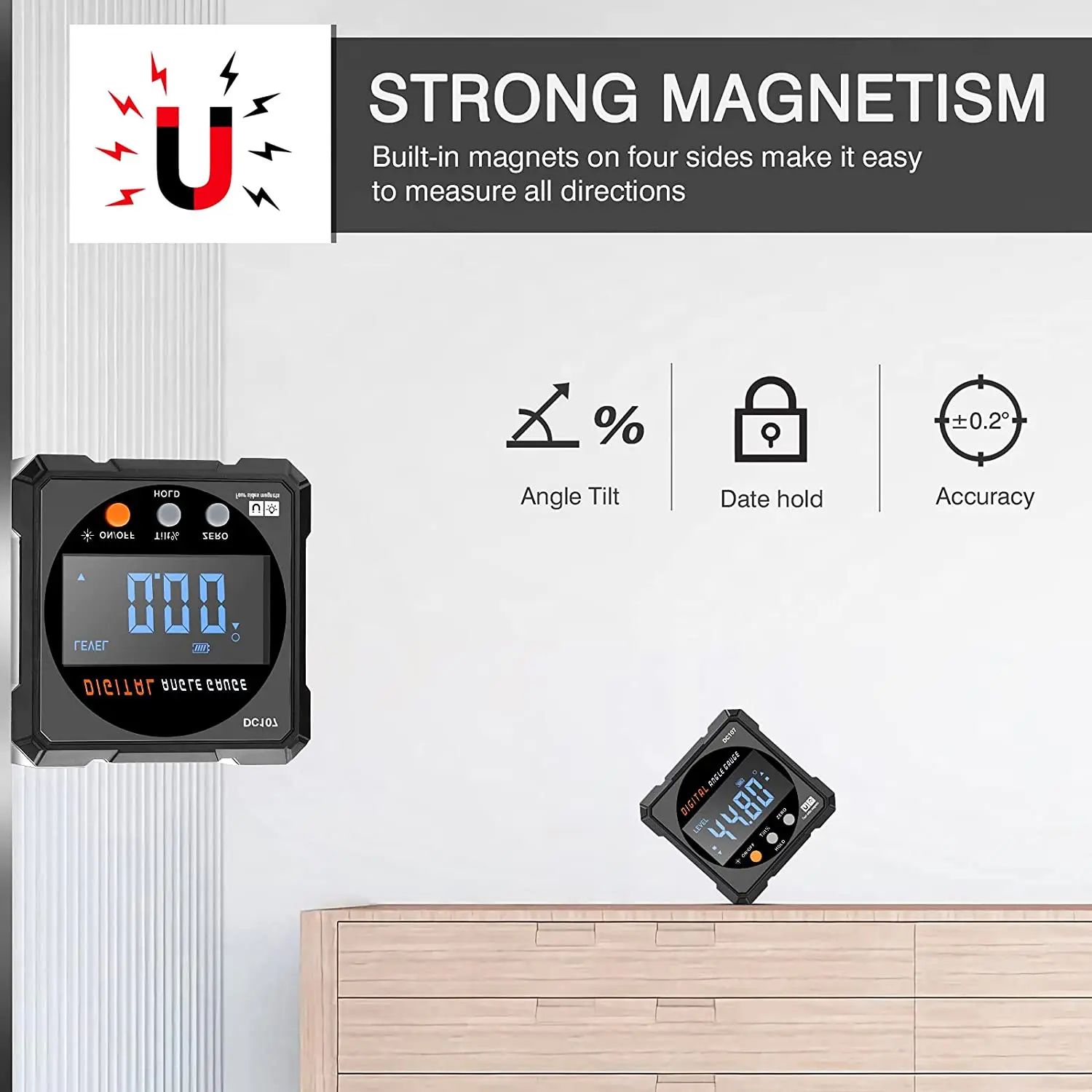 Laser Digitale Gradenboog Inclinometer Gradenboog Laser Usb Inclinometer Level Hoekzoeker Goniometer Magneet Tilt Meetinstrument