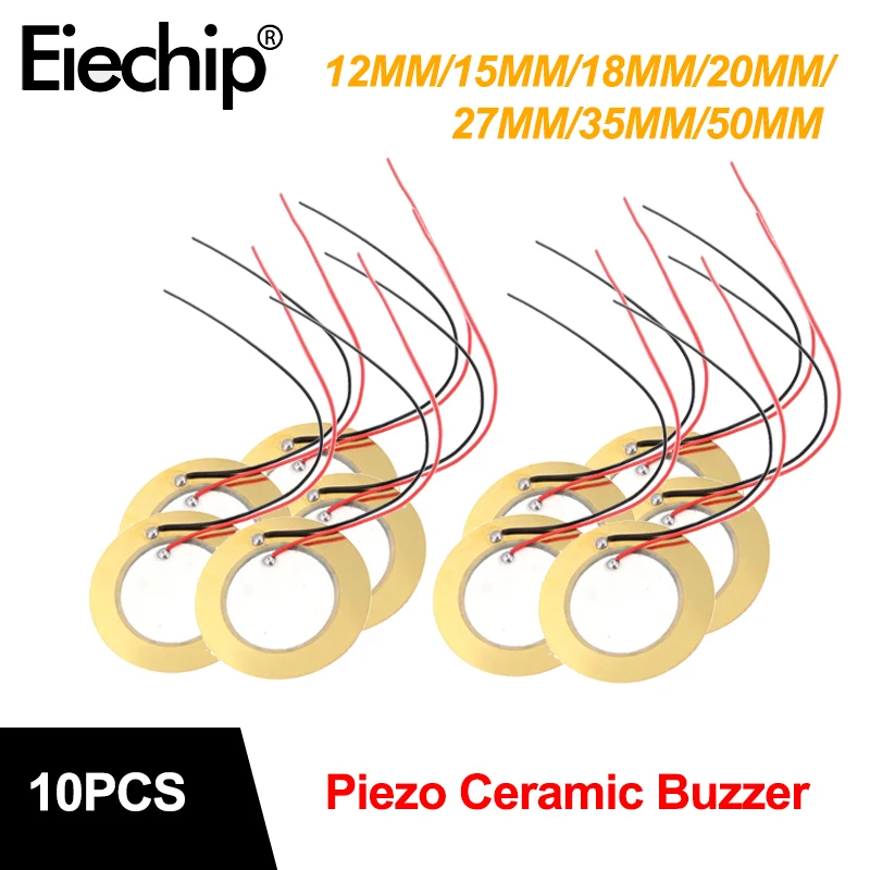 

10pcs Piezo Ceramic Wafer Plate Sounder Sensor Piezoelectric For Buzzer Dia 12MM/15MM/18MM/20MM/27MM/35MM/50MM Loudspeaker wire