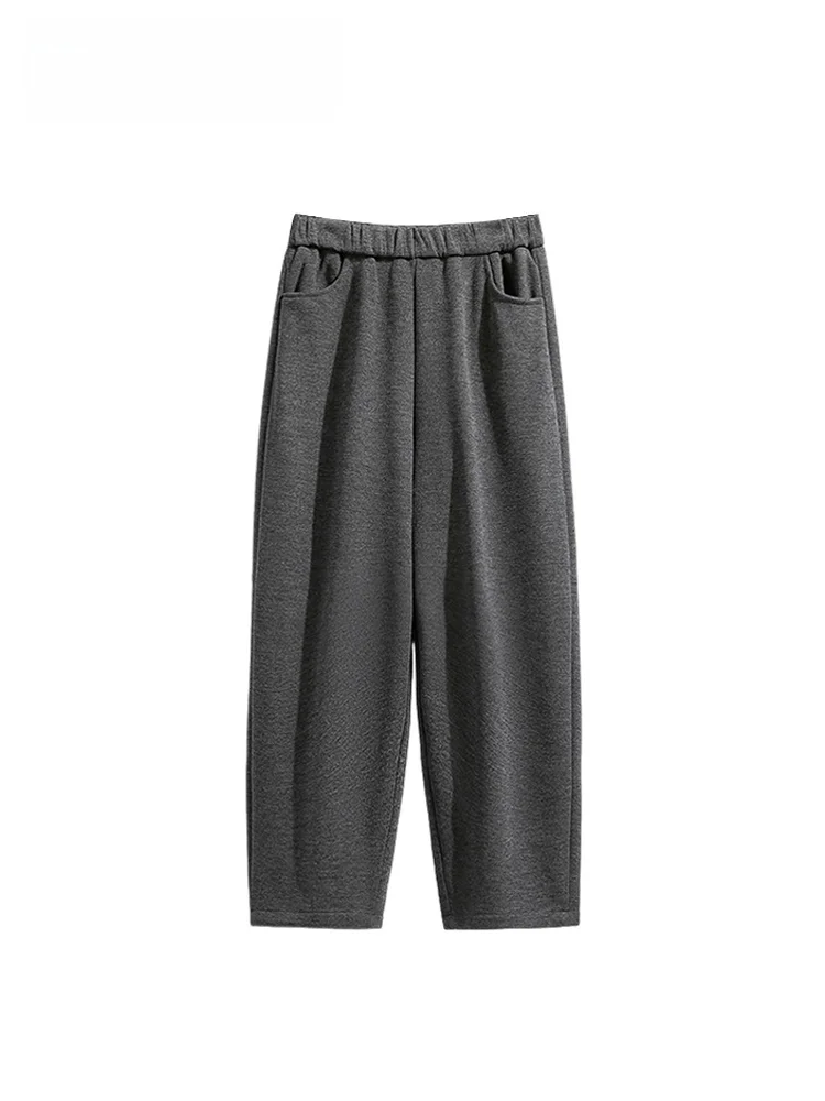 

Брюки прямого кроя с высокой талией на флисовой подкладке, больших размеров, женские повседневные брюки, осенне-зимние, свободного кроя, скрывающие недостатки фигуры