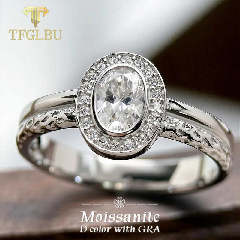 

TFGLBU 4*6mm Oval Cut All Moissanite Rings for Women Gift S925 Sterling Silver Sparkling Lab Diamond Eternity Rings Fine Jewelry