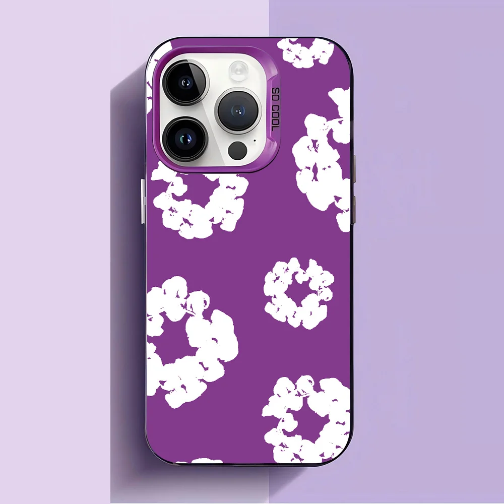 Luxe Bloemen Telefoonhoesje voor iPhone 17 17e 16e 16 15 14 13 12 11 mini Pro Max Plus Anti-val Matte Achterkant D-Denims Tears