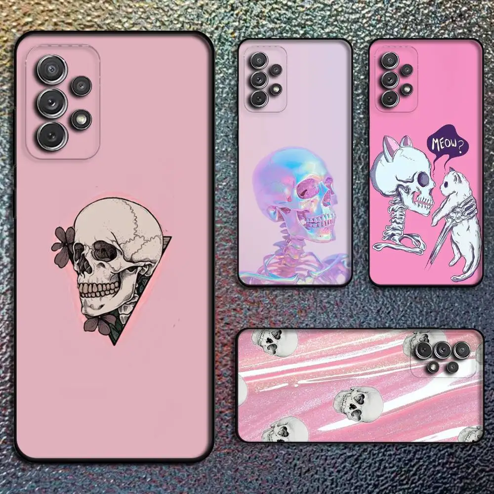 

Чехол для телефона Pink Skeleton для Samsung S25, S24, S21, S22, S23, S30, Ultra, S20, Plus, Fe, Lite, Note, 10,9,5G, черный чехол