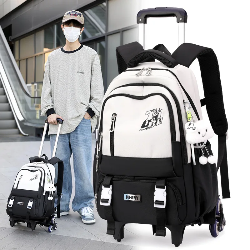 Kids School Backpack with Wheels Rolling Backpack for Girls Boys Student 2/6 Wheeled Backpack Trolley School Bags Travel Trolley