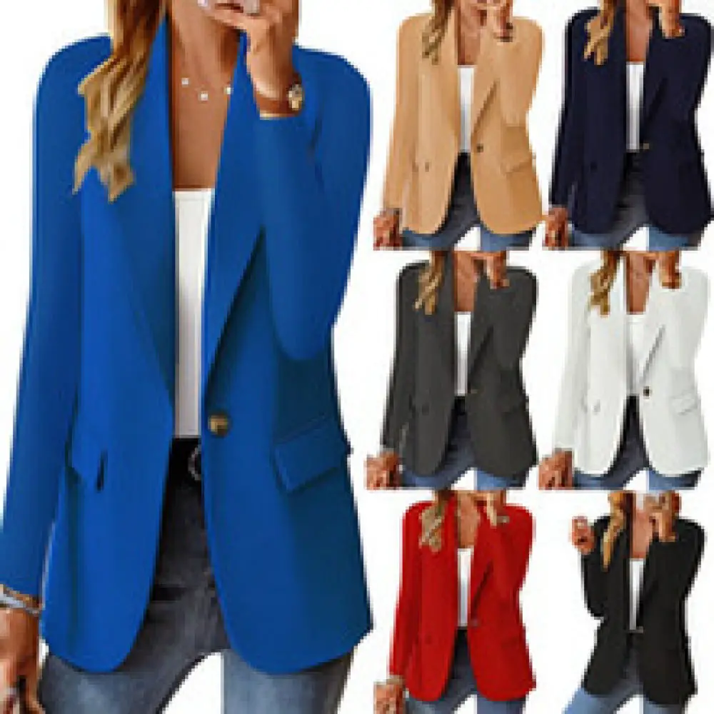 2025 Slim Fit Blazer Jacket For Women Seven Sleeve Business Casual Suit Elegant Office Outwear Fashion Solid Color Coat