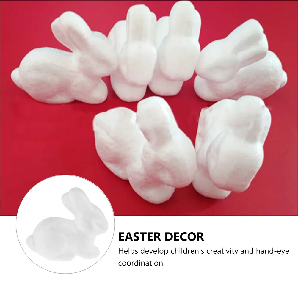 1Set Foam Rabbits White 6.5cm DIY Accessories Easter Decor Rabbit Craft Supplies Creative Handcraft Foam Rabbits