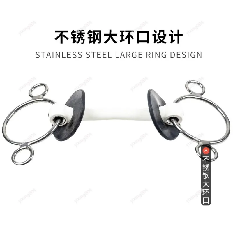 Large Ring Horse Bit Soft Rubber Mouthpiece Equestrian Riding Gear view 5