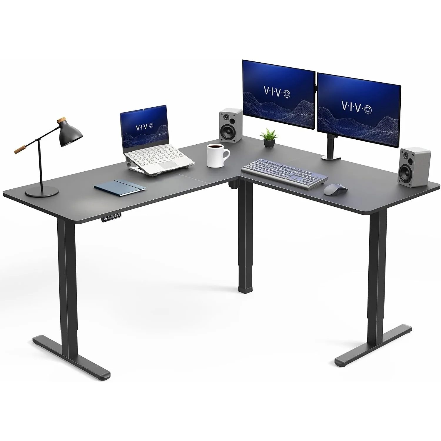 Black 63 x 55 in Corner Standing Desk, DESK-E3CTB