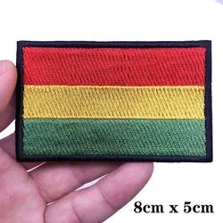 1PC Bolivia Flag Armband Embroidered Patch Hook & Loop Or Iron On Embroidery  Badge Cloth Military Moral Stripe