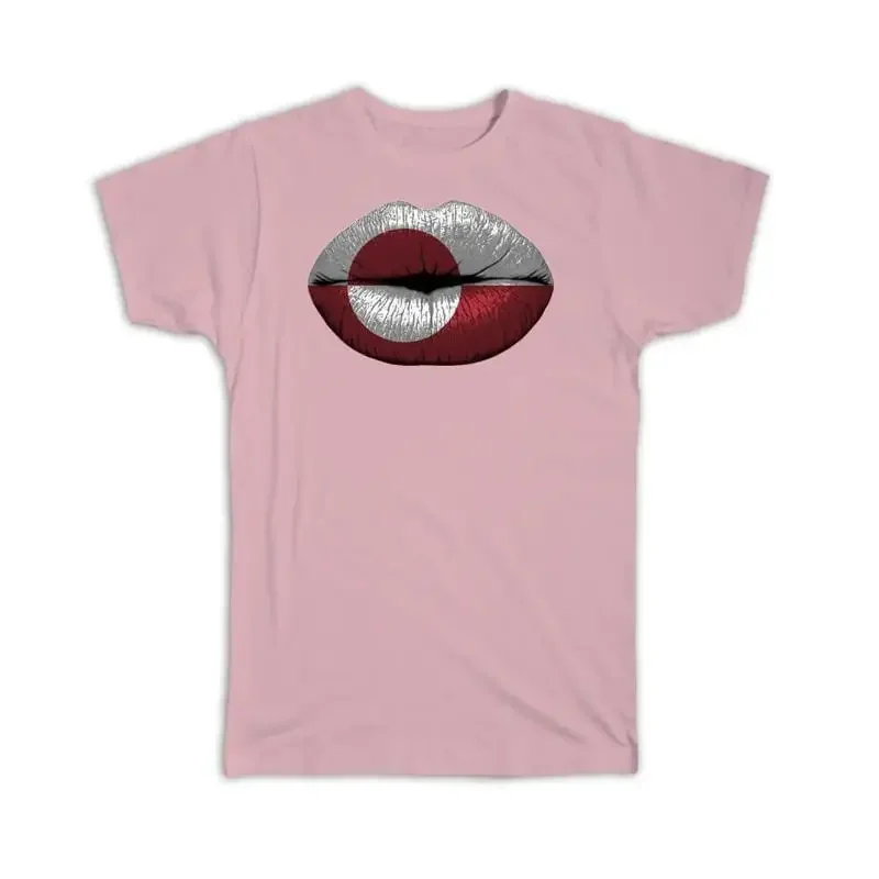 Labios bandera verdelórdica Groenlandia Expat país para ella camiseta de mujer