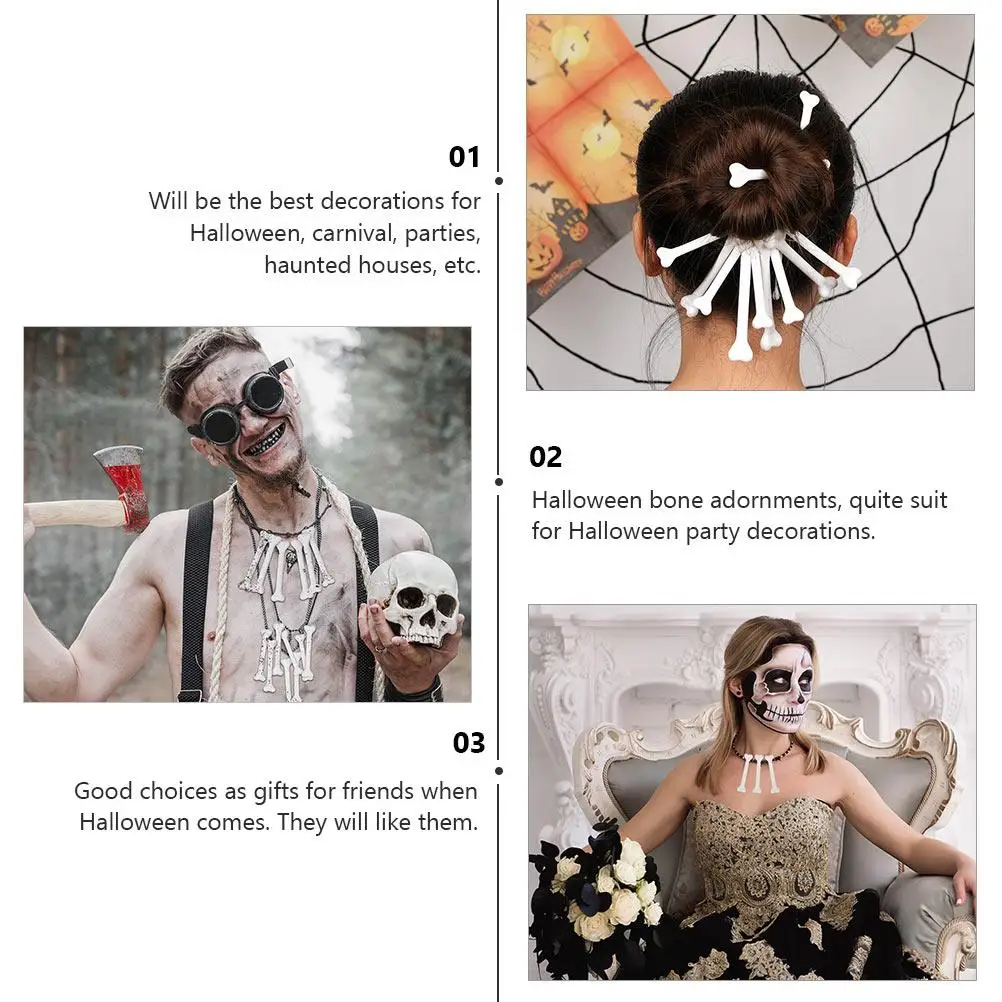 30 Uds. Accesorios de hueso de Halloween, decoraciones pequeñas de esqueleto de plástico para adornos de fiesta, Carnaval y patio
