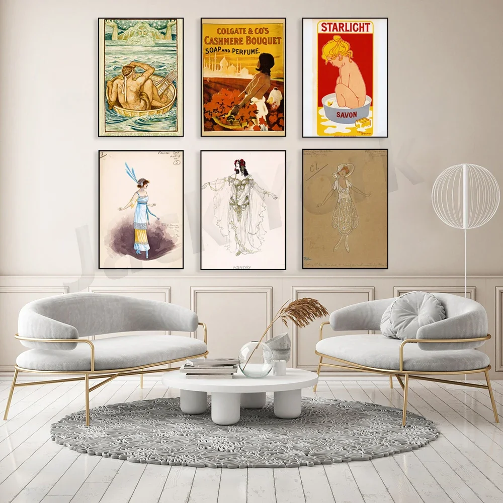 

Bathroom Art Print - Vintage Poster - Antique Old Picture - Retro Wall Decor