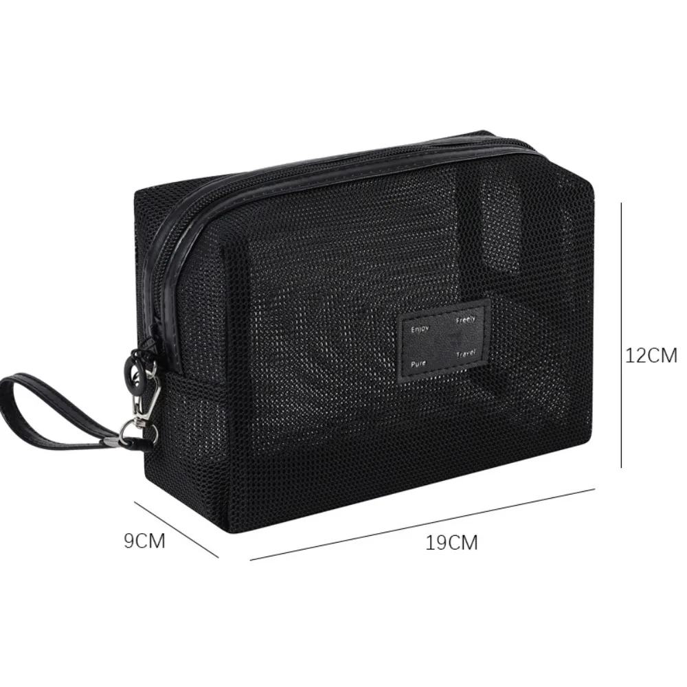 

Casual Nylon Cosmetic Bag With Zipper Hand-held Storage Pouch Multipurpose Mesh Mesh Makeup Bags Travel