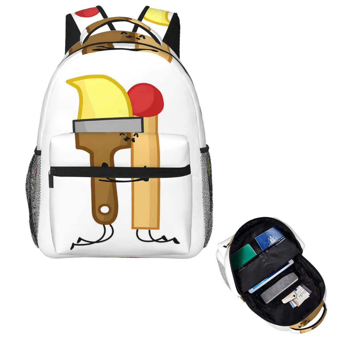 BFDI Inanimate Insanity All Characters Student Backpack School Bag Hiking Travel for Boys Girls Fashion Bookbag Shoulder Bags
