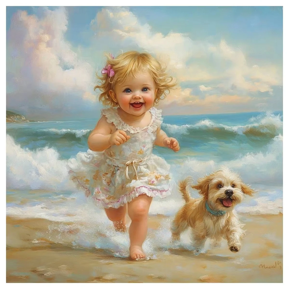 

Пазлы «Счастливые дети и собаки у моря» 500/1024 элемента: увлекательная семейная игра для игровой комнаты, спальни, домашнего декора