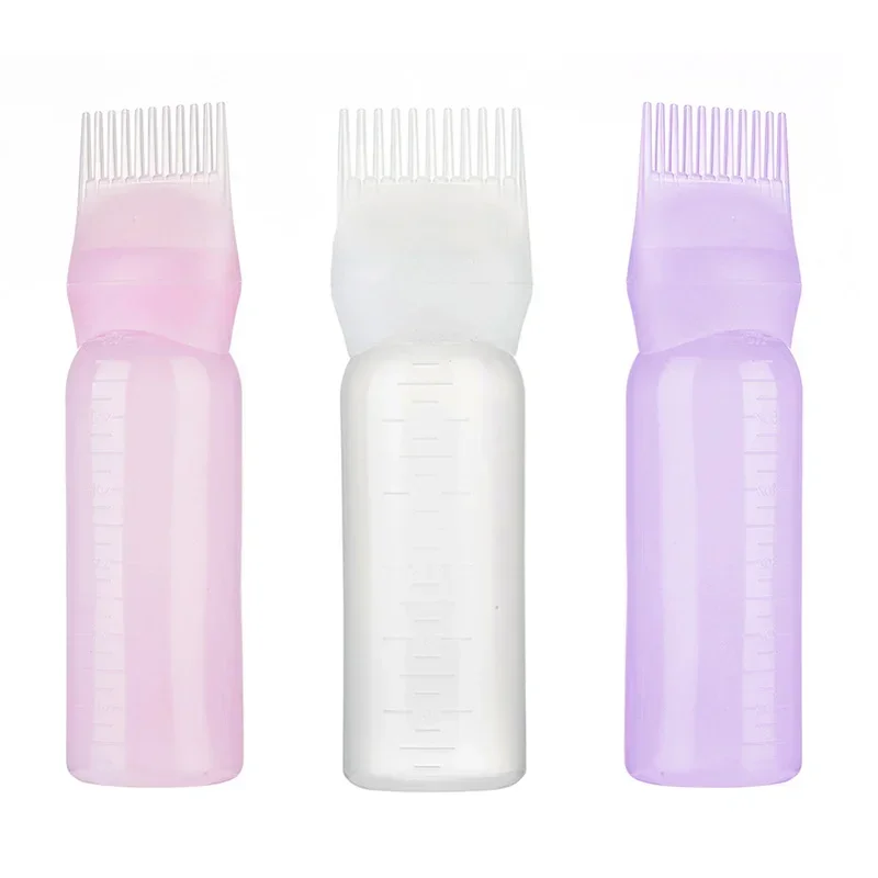 3PCS 180ml Hair Root Scalp Applicator Bottle, Comb Tip Root Oil Dispenser Bottle, Refillable Scale Hair Dye Washing Bottle Salon